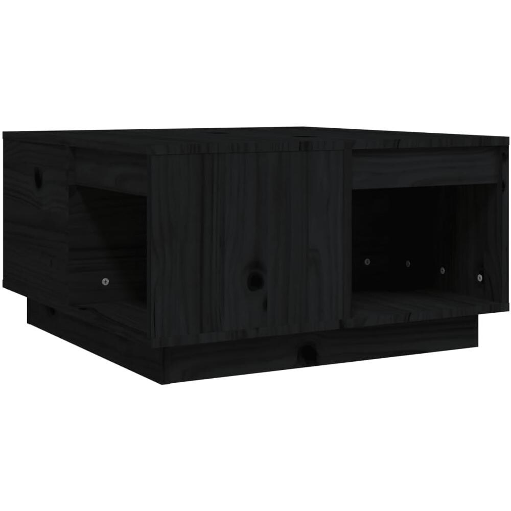 Tavolino Da Salotto Nero 60x61x32,5 Cm Legno Massello Di Pino - Foto 2