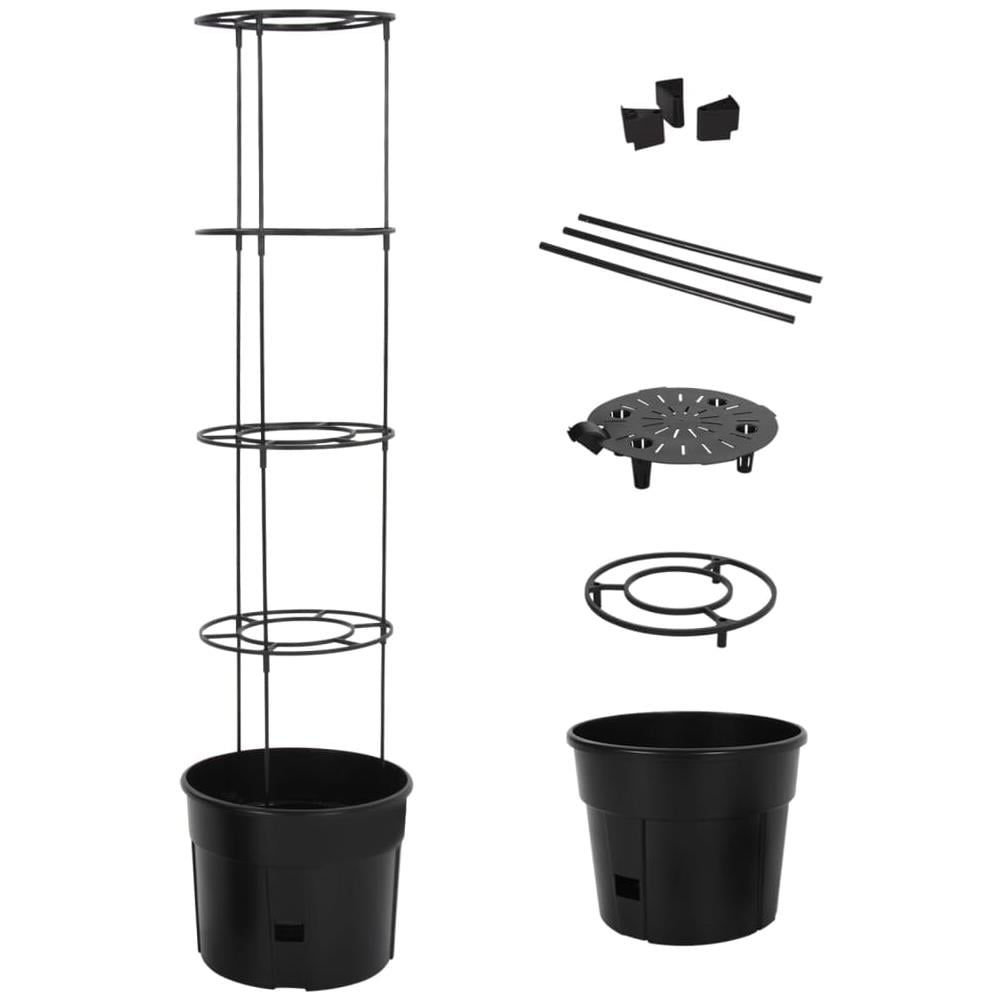 Vaso A Torre Per Pomodori Antracite Ø39x150 Cm Polipropilene - Foto 1