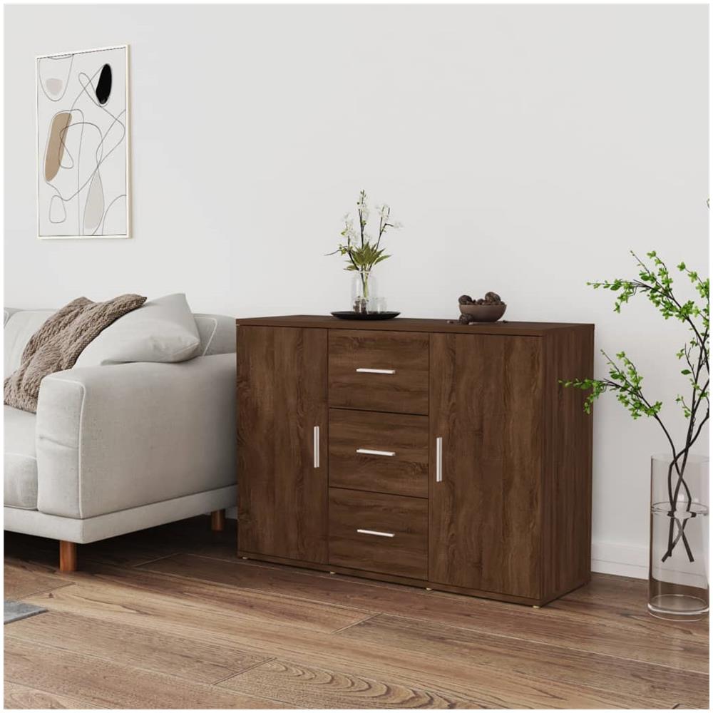 Credenza Rovere Marrone 91x29,5x65 Cm In Legno Multistrato - Foto 1