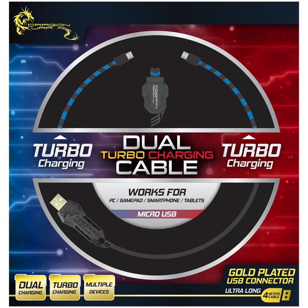 Cavo Ricarica Dual Turbo USB con 3 uscite USB da 4 Metro Colore Nero/Blu - Foto 5