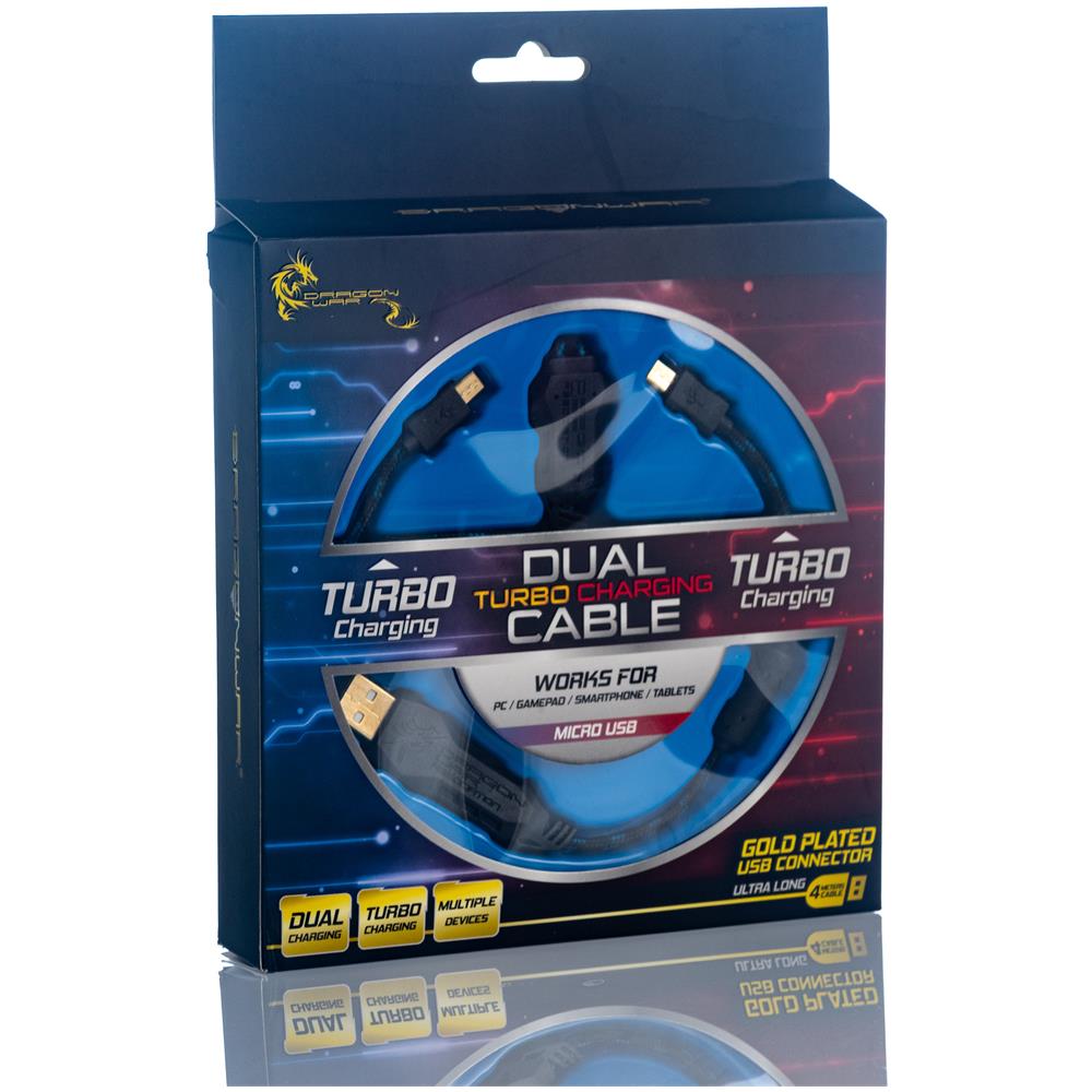 Cavo Ricarica Dual Turbo USB con 3 uscite USB da 4 Metro Colore Nero/Blu - Foto 2