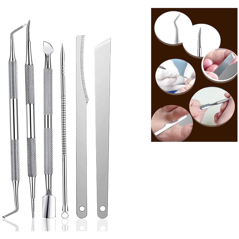 Set Di Strumenti Per Tagliare Le Unghie 6 In 1 Kit Di Tagliaunghie Dei Piedi Set Per Manicure D'argento - Foto 2