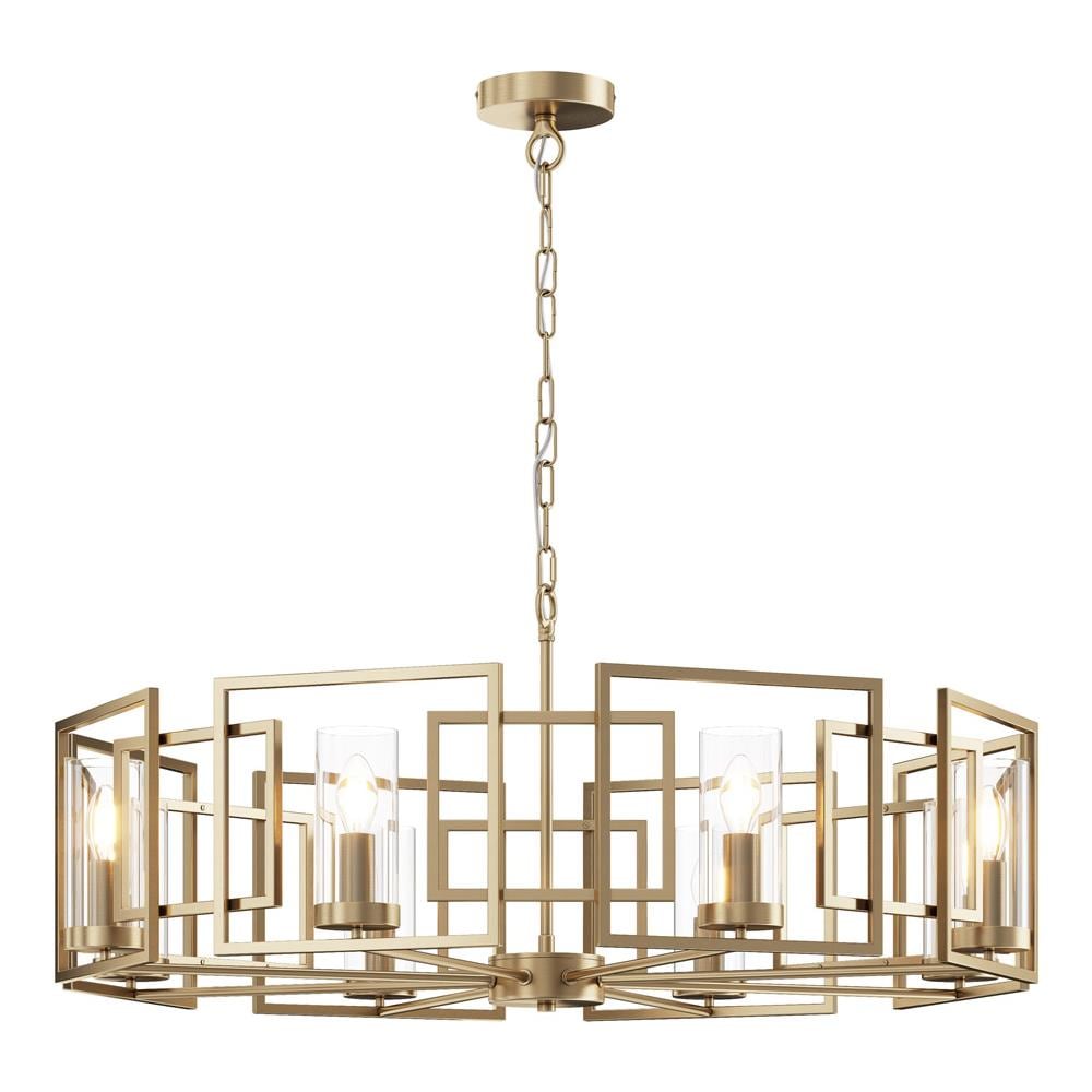 Lampadario Contemporaneo Bowi Struttura In Metallo Colore Oro 8 Luci - Foto 1