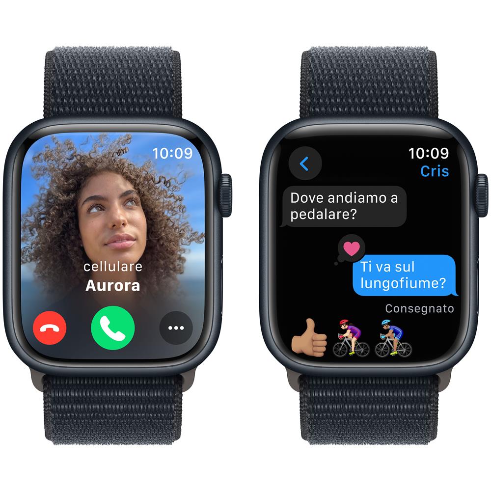 Watch Series 9 GPS Cassa 45mm in Alluminio Mezzanotte con Cinturino Sport Loop Mezzanotte - Foto 4