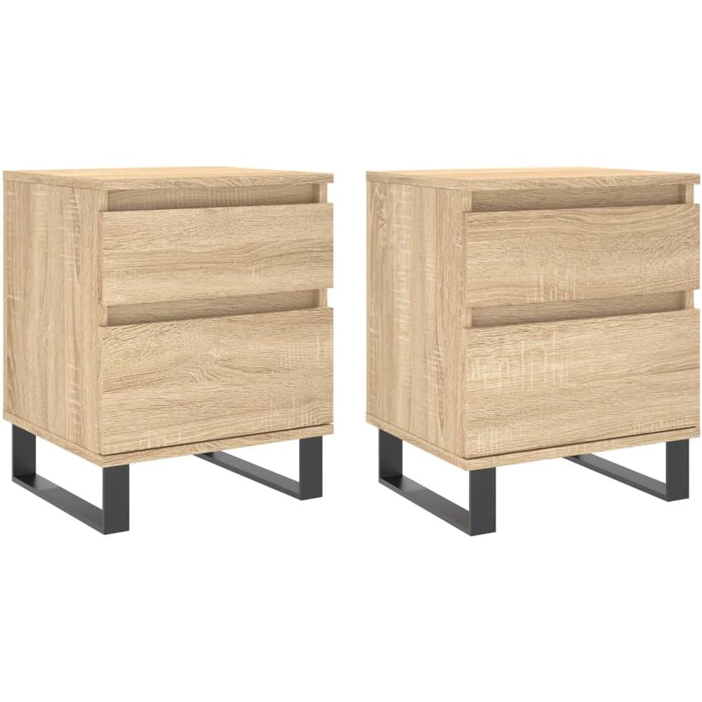 Comodini 2pz Rovere Sonoma 40x35x50 Cm In Legno Multistrato - Foto 2