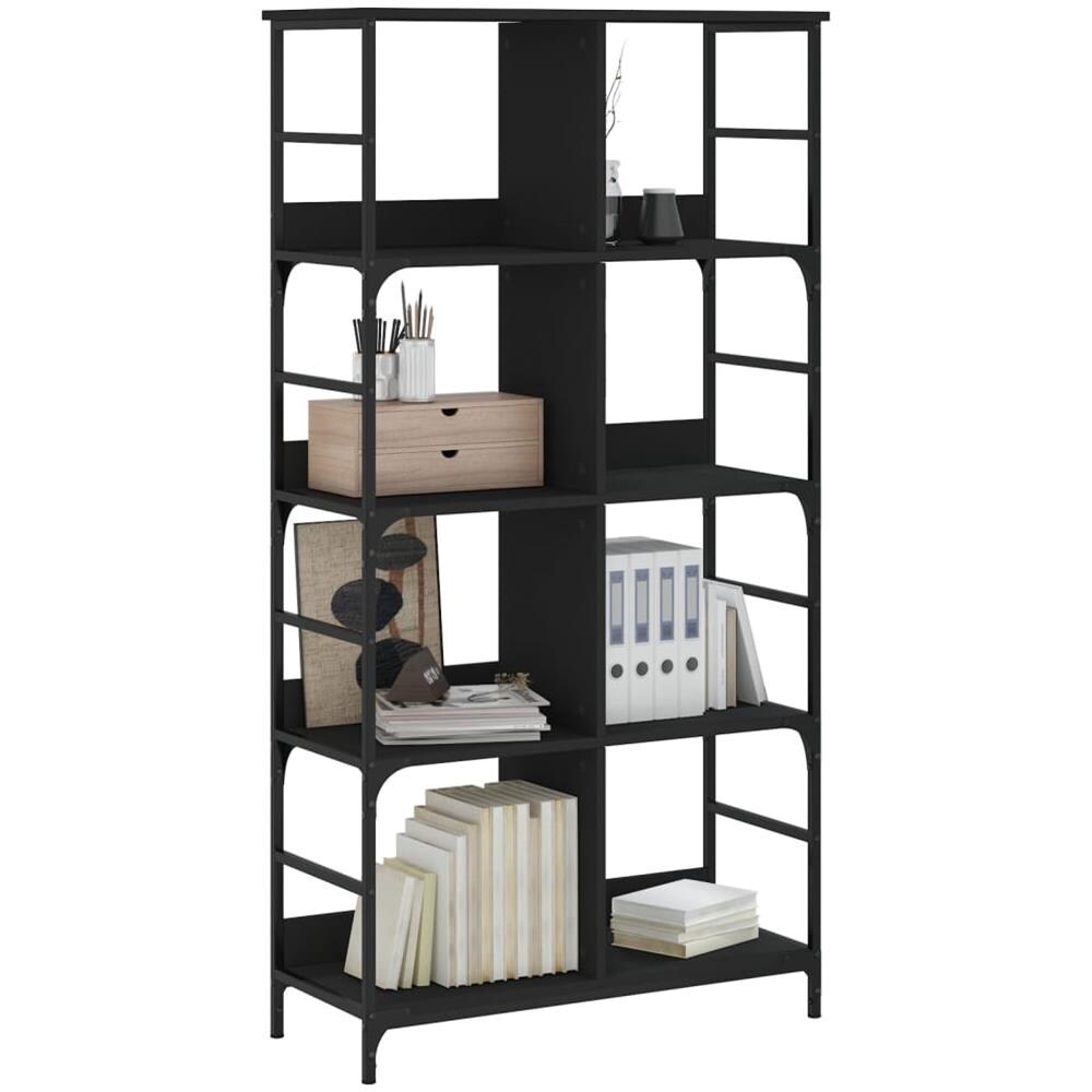 Libreria Nera 78,5x33x153 Cm In Legno Multistrato - Foto 3