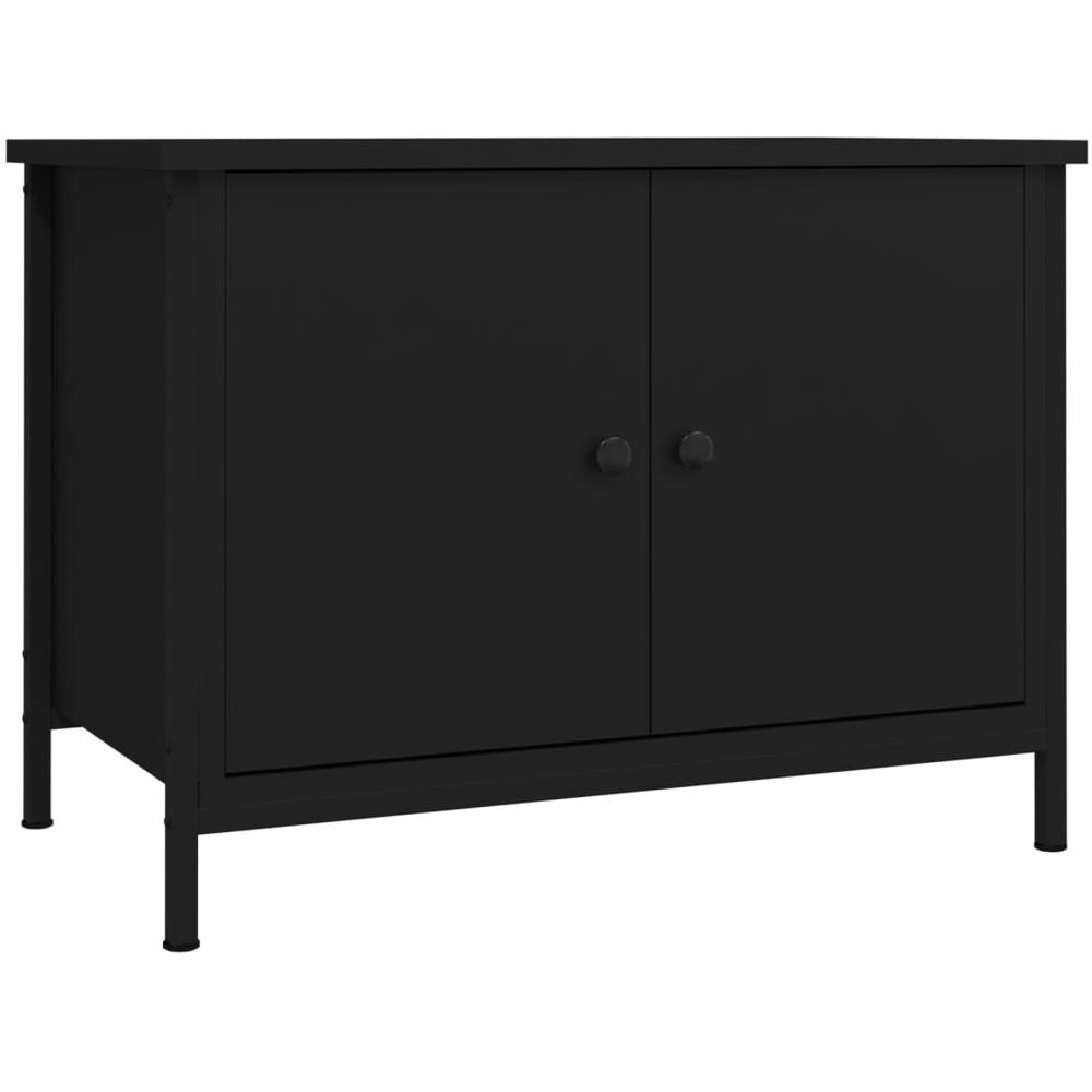 Mobile Porta Tv Con Ante Nero 60x35x45 Cm In Legno Multistrato - Foto 2