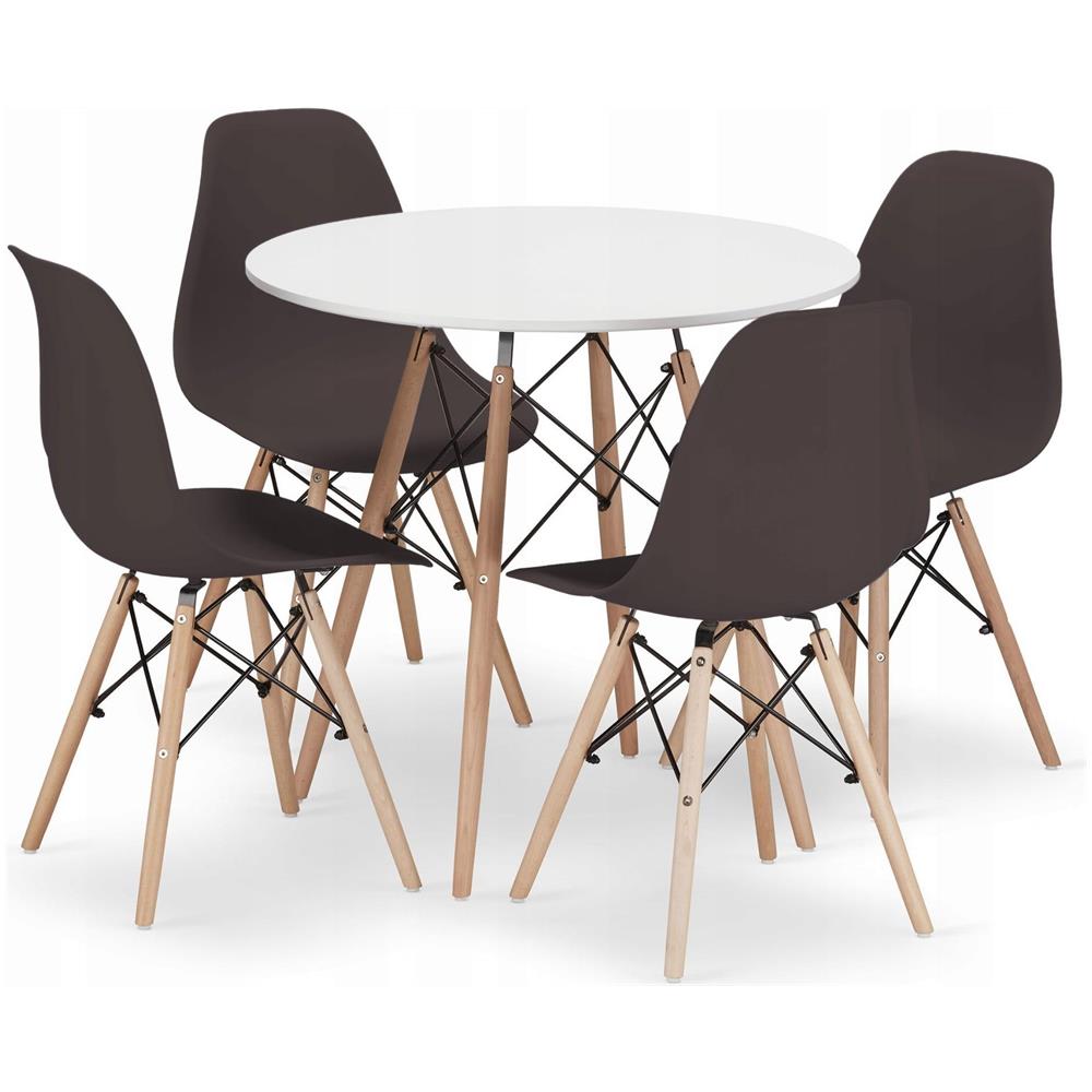 Set tavolo rotondo bianco Valora KOVA 80 + 4 sedie da caffè OSAKA - Foto 1