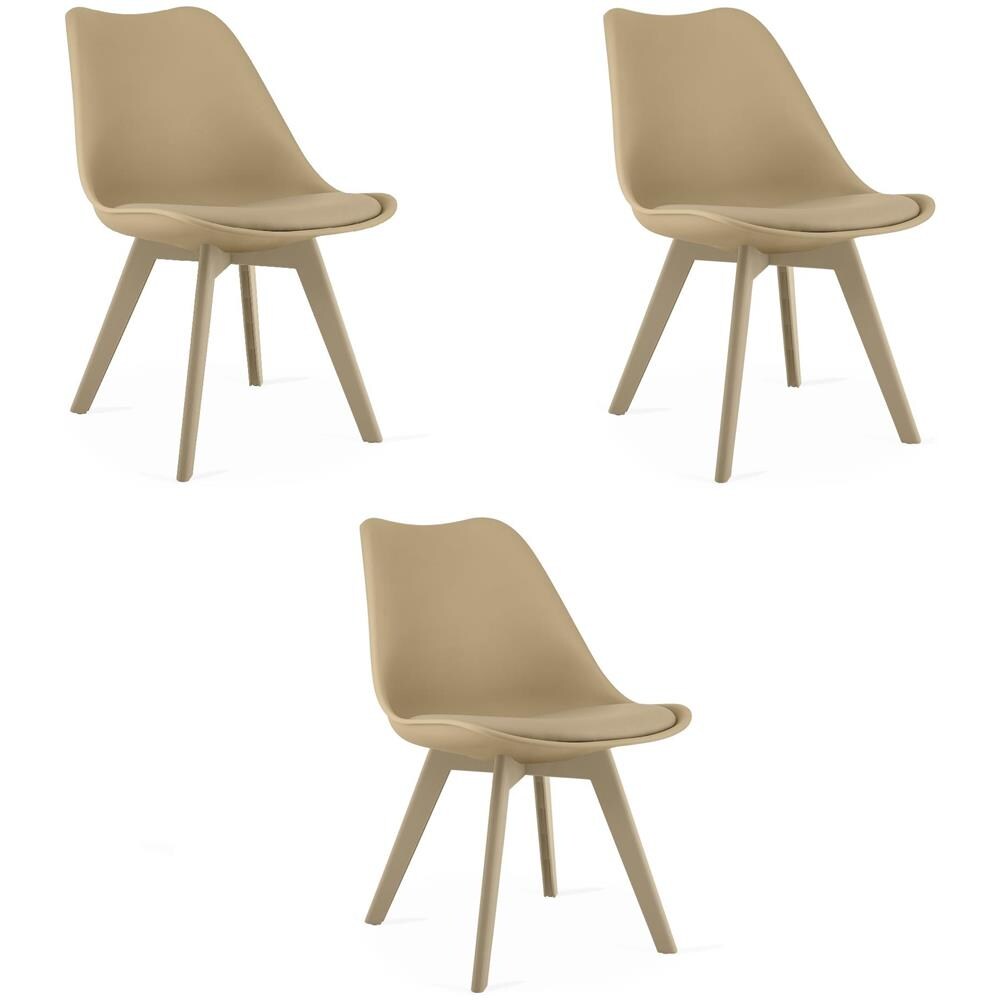 Sedia VALORA RIXK - Design ergonomico beige scuro x 3 - Foto 1