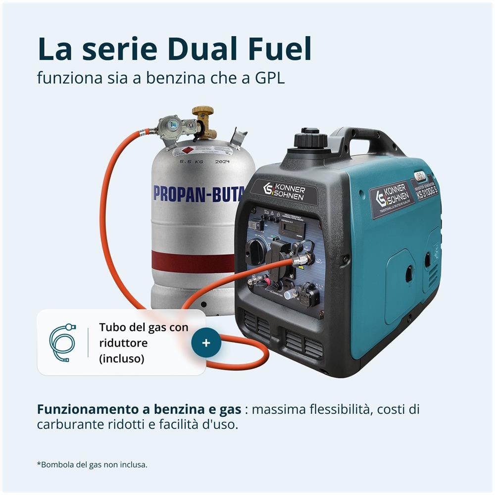 Generatore inverter GPL /benzina KS 3100iG S Tensione, V 230 Potenza massima, kW 3.1** - Foto 1
