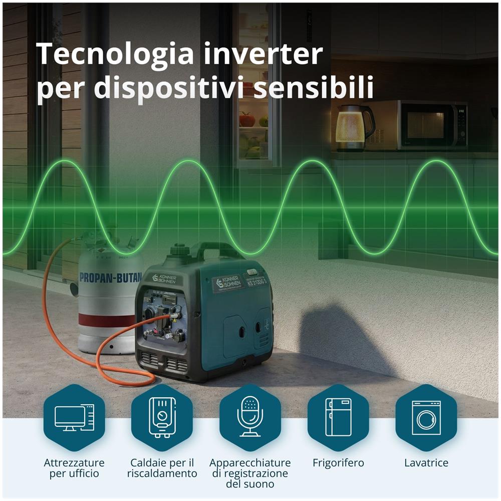 Generatore inverter GPL /benzina KS 3100iG S Tensione, V 230 Potenza massima, kW 3.1** - Foto 2