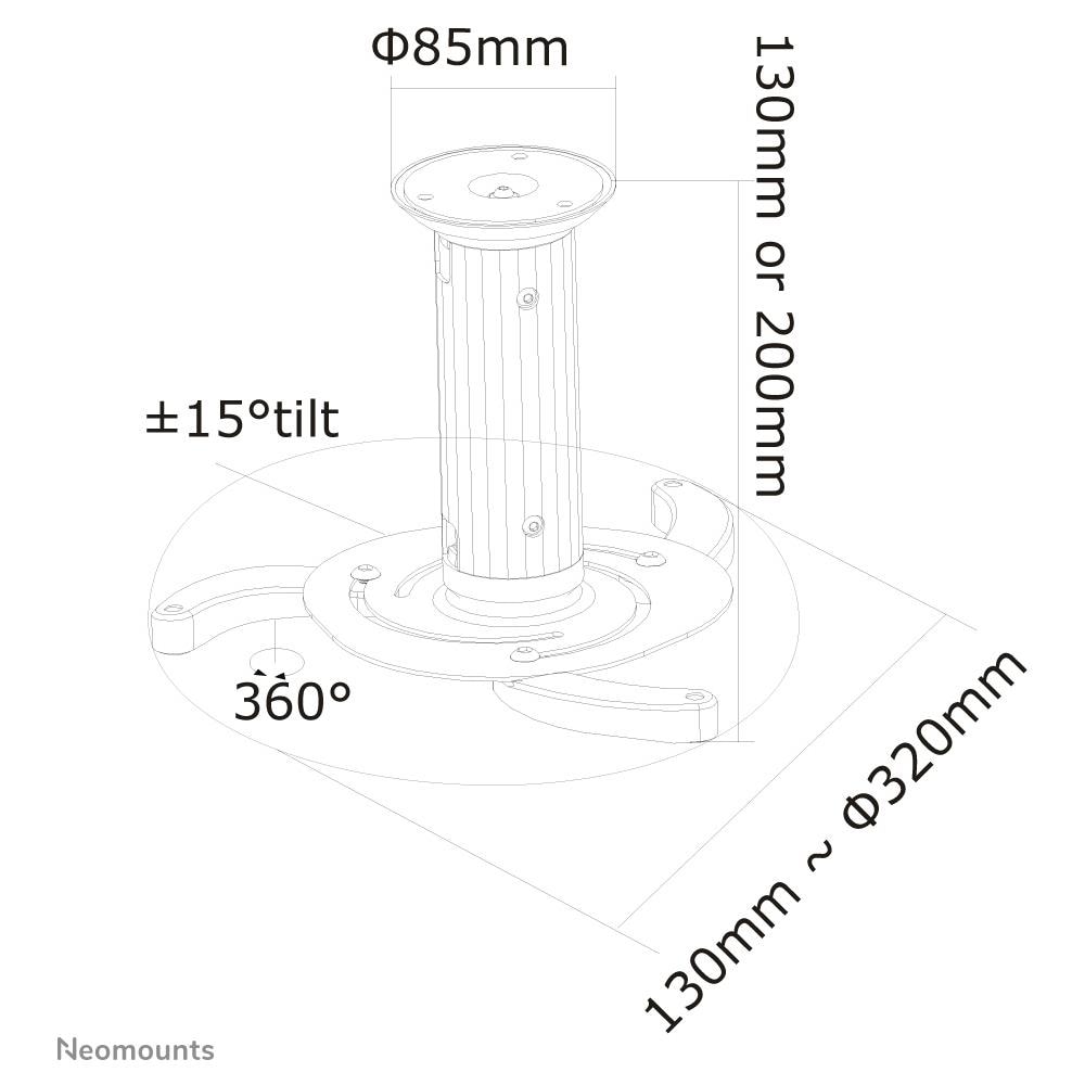 BEAMER-C80WHITE Supporto da Soffitto per Proiettori - Foto 8