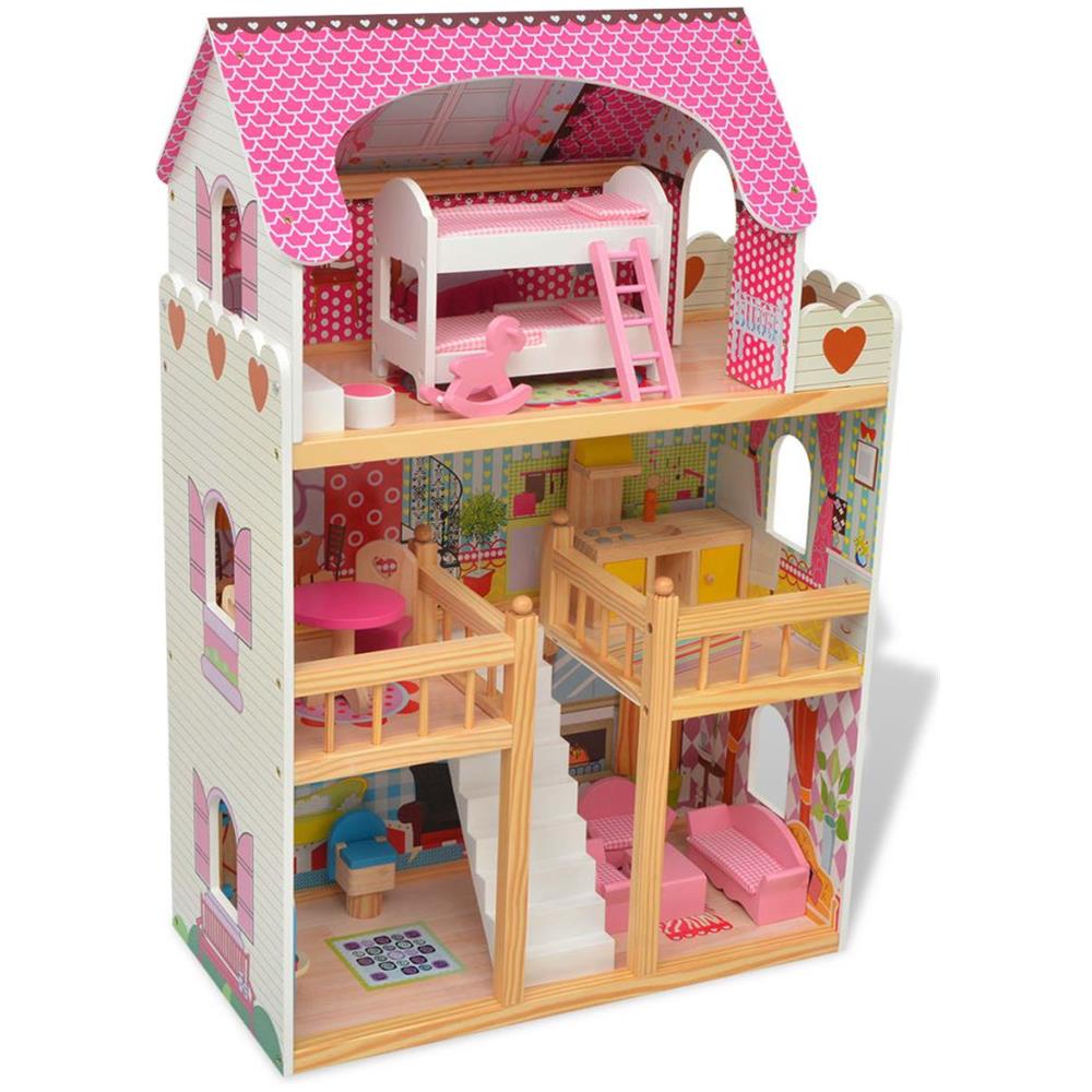 Casa Delle Bambole A 3 Piani In Legno 60x30x90 Cm - Foto 7