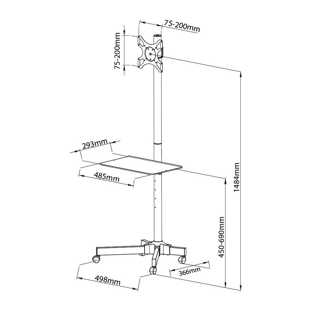 ICA-TR20 - Supporto a Pavimento con Mensola Trolley TV LCD / LED / Plasma 19''-37'' - Foto 2