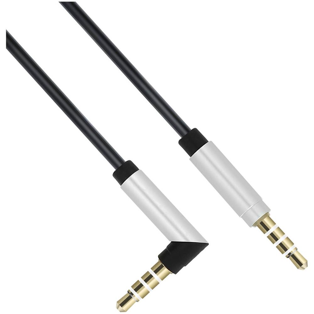 Cavo Jack Audio Da 3,5 Mm Maschio-maschio Punta Angolata A 90° 1m - Nero - Foto 2