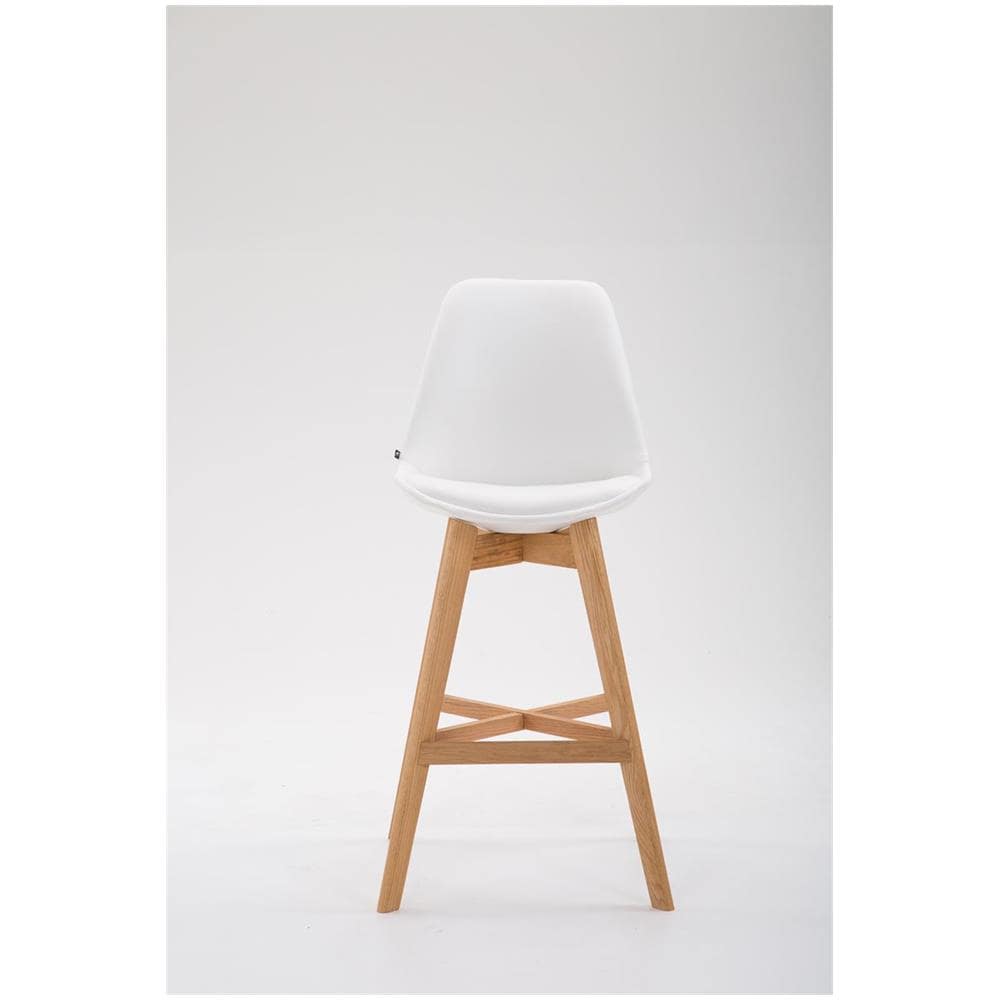 Sgabello Design Tulip Cannes in Similpelle I Sgabello Bar in Legno di Quercia I Sedia Cucina con Poggiapiedi E Schienale Bianco Natura - Foto 2