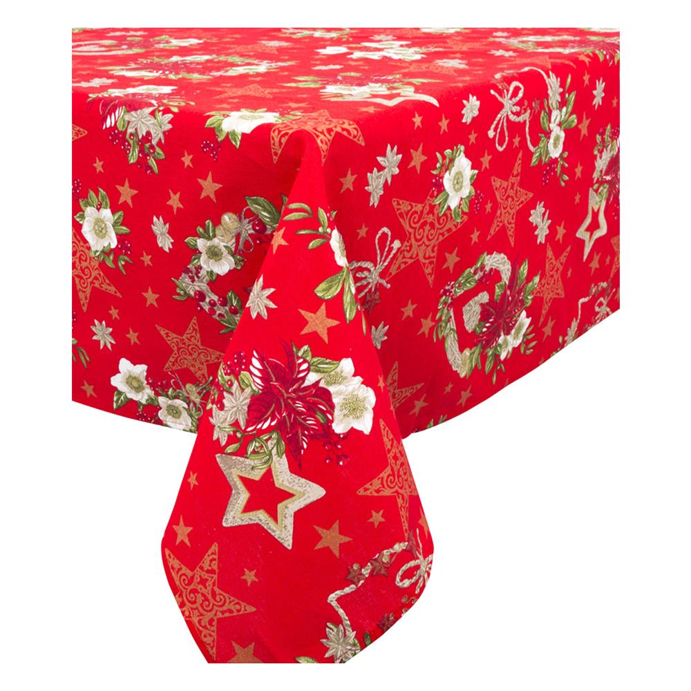 Tovaglia Natalizia In Cotone Disegno Anis Colore Rosso 140x360 Rosso - Foto 2