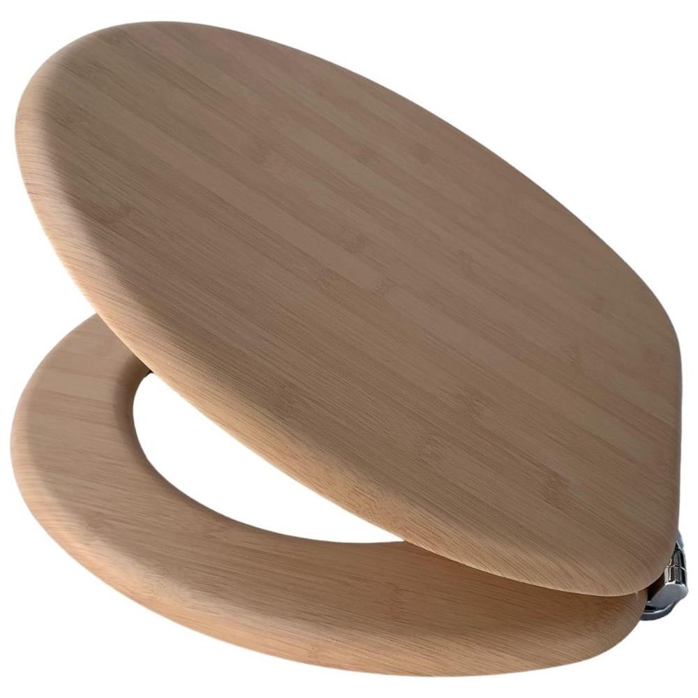 Sedile Copri Water Universale Bamboo Mdf Legno Pesante Acero Chiaro - Foto 1