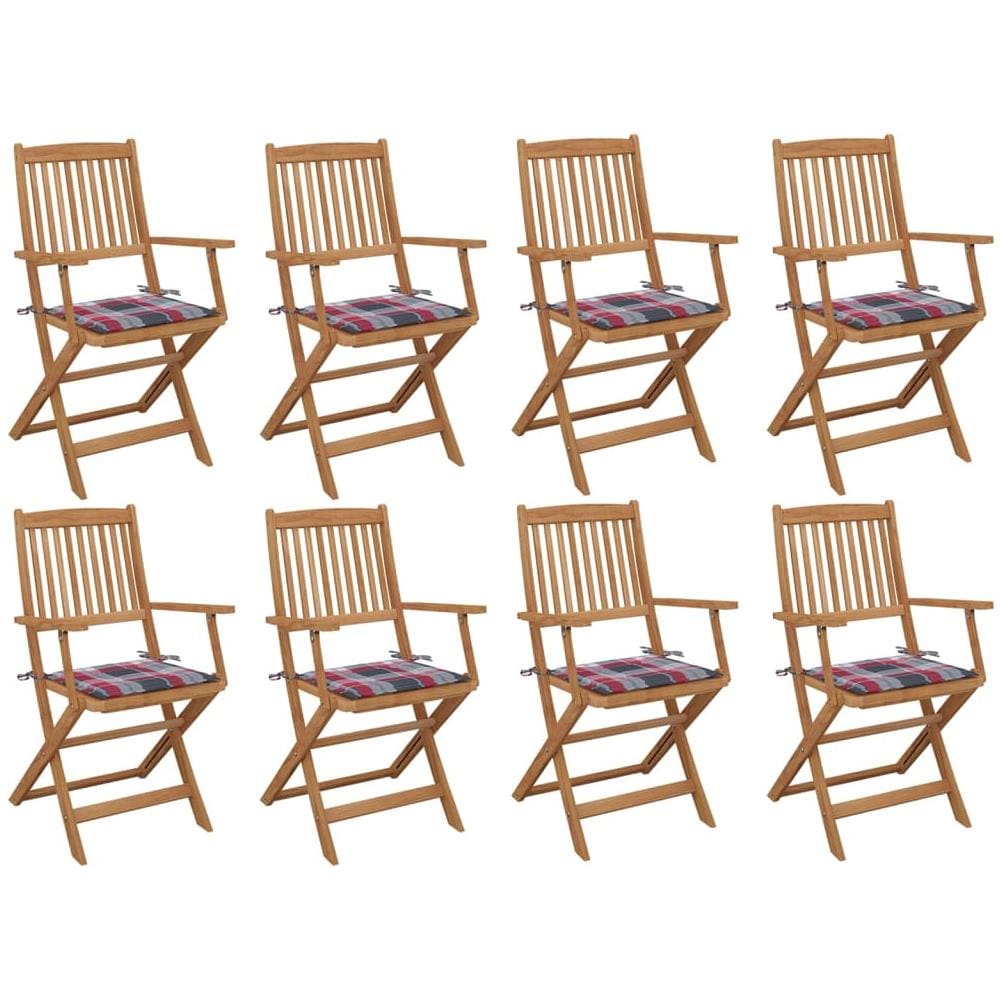Sedie Pieghevoli - Sedie Da Giardino Pieghevoli 8 Pz Con Cuscini Massello Acacia 93459784