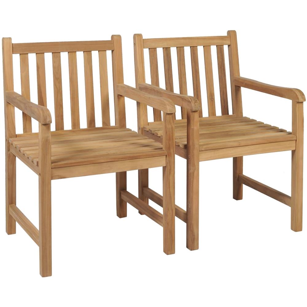 Sedie da Giardino 2 pz e Cuscini Grigio Talpa Massello di Teak - Foto 2