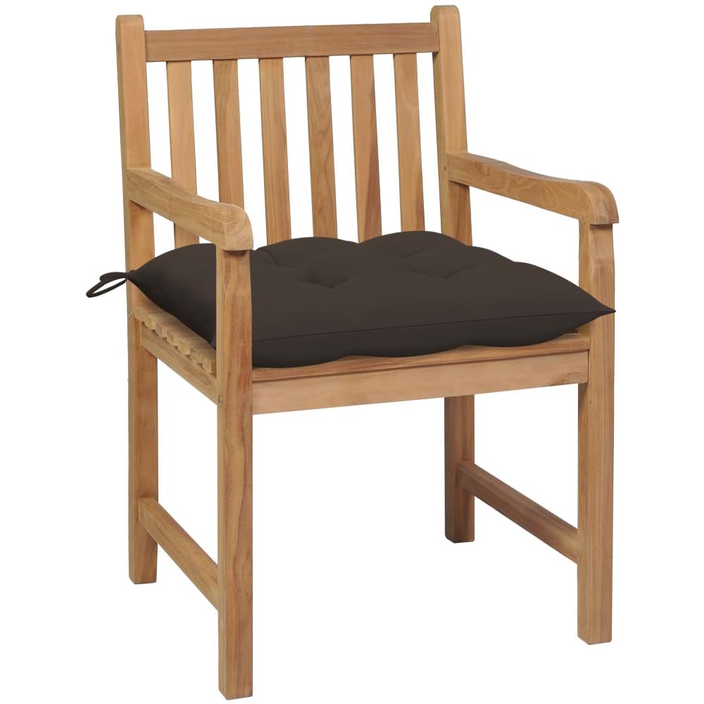 Sedie da Giardino 2 pz e Cuscini Grigio Talpa Massello di Teak - Foto 3