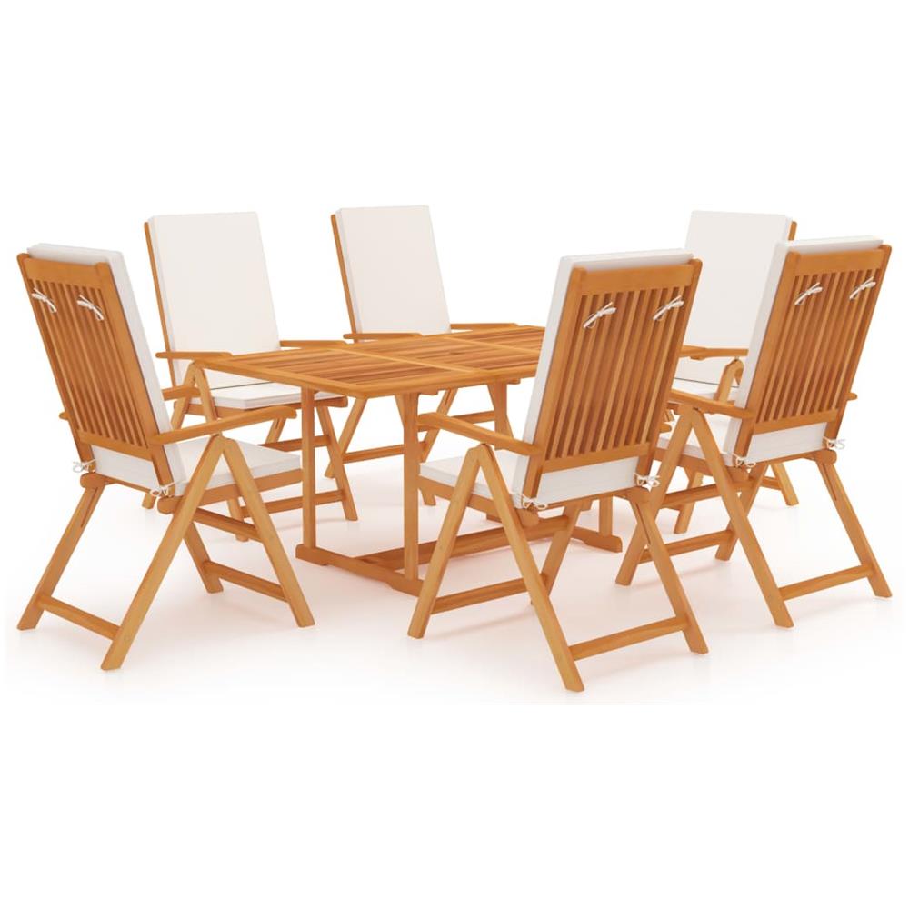 Set da Pranzo da Giardino 7 pz con Cuscini Legno di Teak - Foto 1