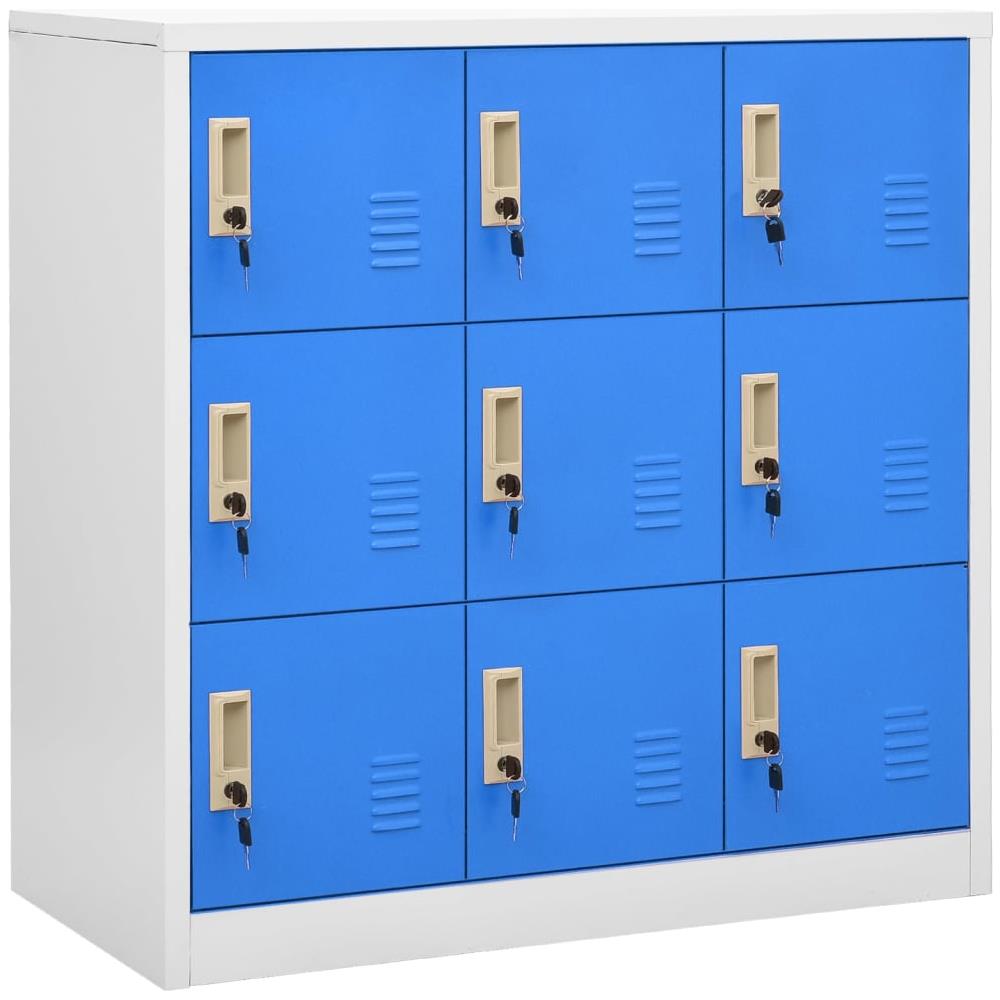 Armadietti E Chiavi 2pz Grigio Chiaro Blu 90x45x92,5cm Acciaio - Foto 3