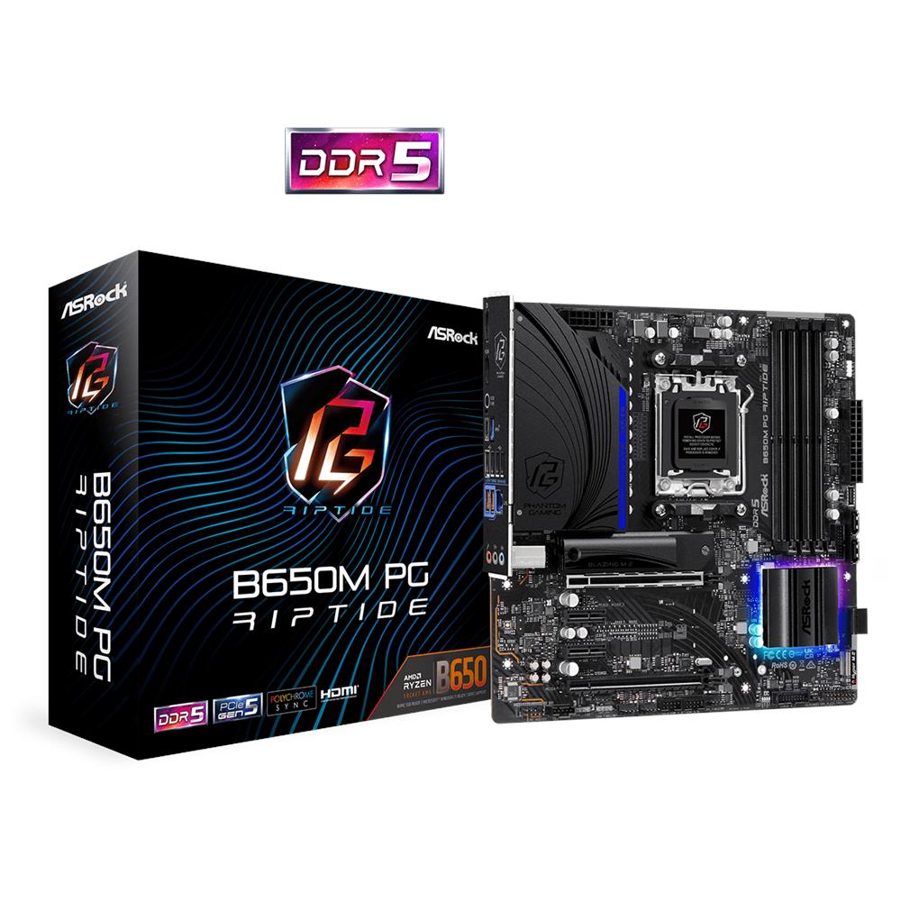 Scheda Madre B650M PG Riptide Socket AM5 Chipset AMD B650 micro ATX - Foto 1