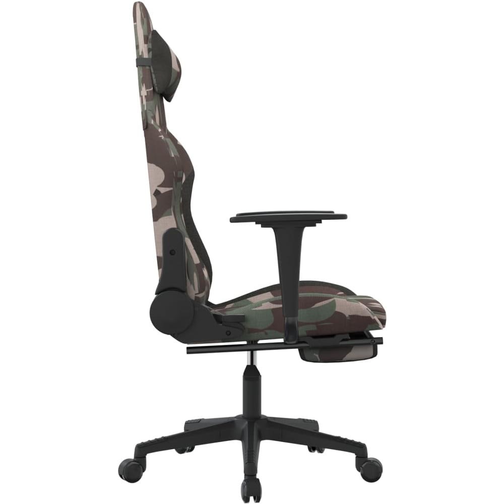 Sedia da Gaming Massaggi Poggiapiedi Nero e Mimetico in Tessuto - Foto 2