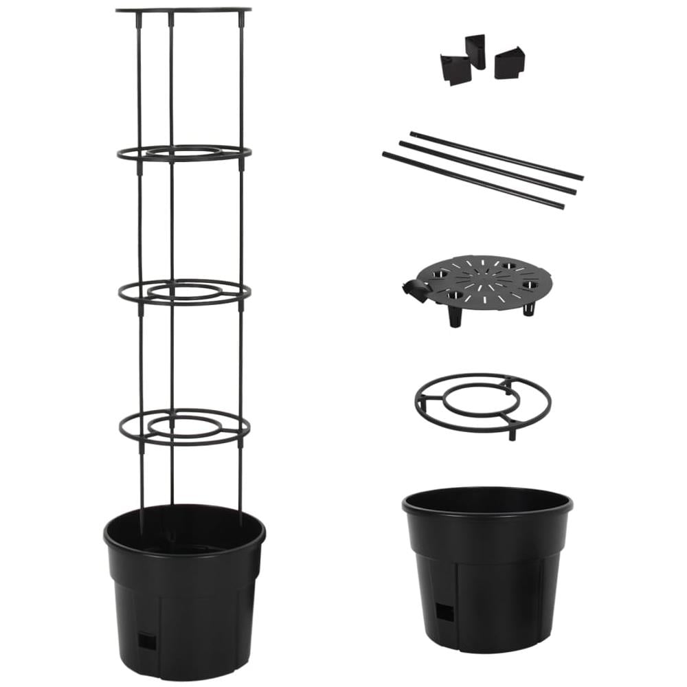 Vaso A Torre Per Pomodori Antracite Ø29,5x115 Cm Polipropilene - Foto 1