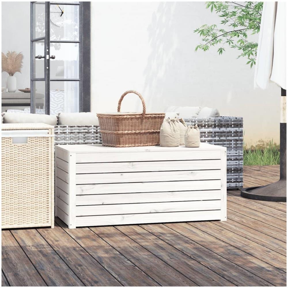 Contenitore Giardino Bianco 101x50,5x46,5cm Legno Massello Pino - Foto 1