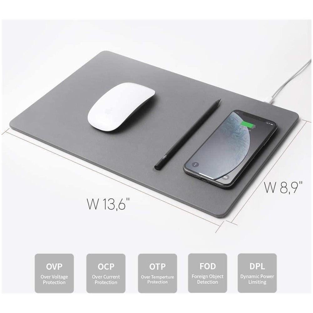 Hands3 Pro - Tappetino Per Mouse Con Ricarica Wireless Ad Alta Velocità, Grigio Polvere - Foto 2