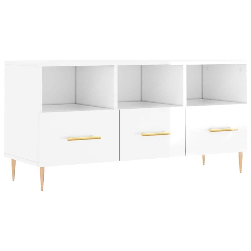 Mobile Porta Tv Bianco Lucido 102x36x50 Cm In Legno Multistrato - Foto 2