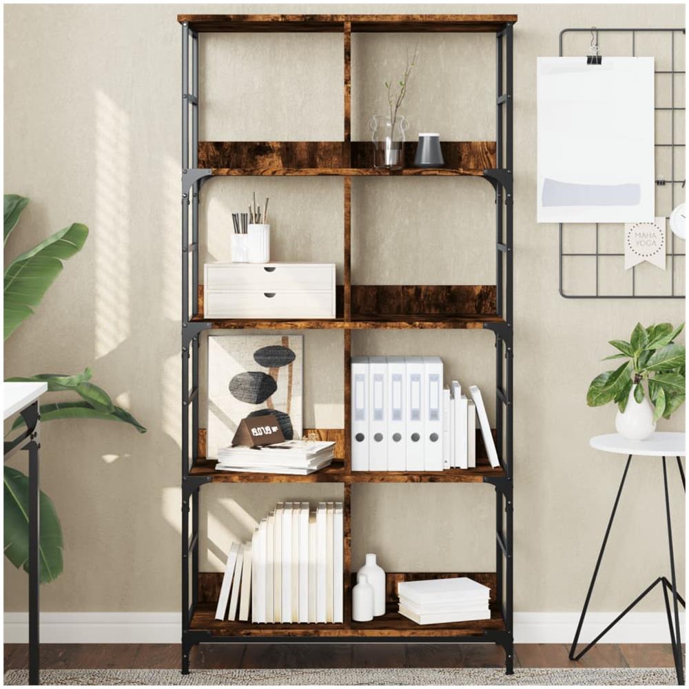 Libreria Rovere Fumo 78,5x33x153 Cm In Legno Multistrato - Foto 1