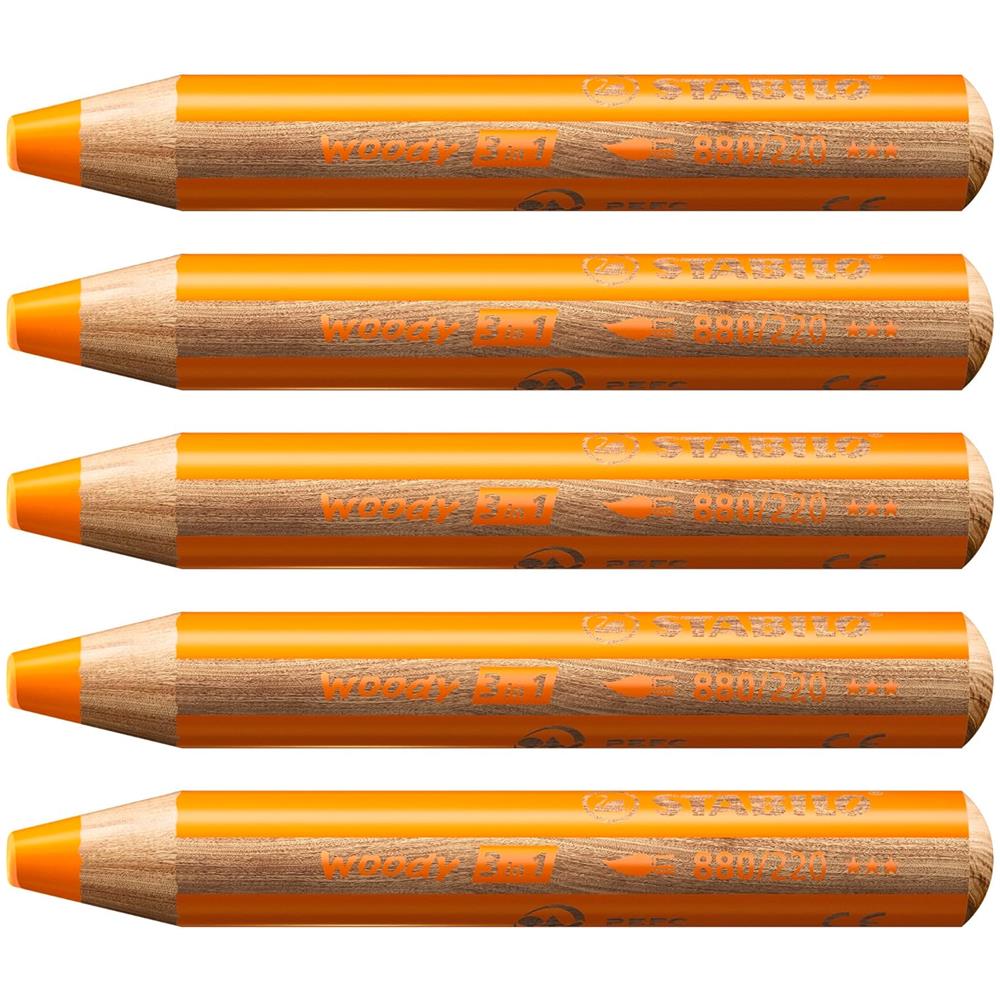 woody 3 in 1 - Matita colorata Multi-Funzione - Confezione da 5 - Arancio - Foto 1
