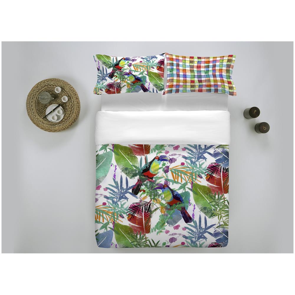 PARURE COPRIPIUMINO CON STAMPA DIGITALE AURORA, MADE IN ITALY, 100