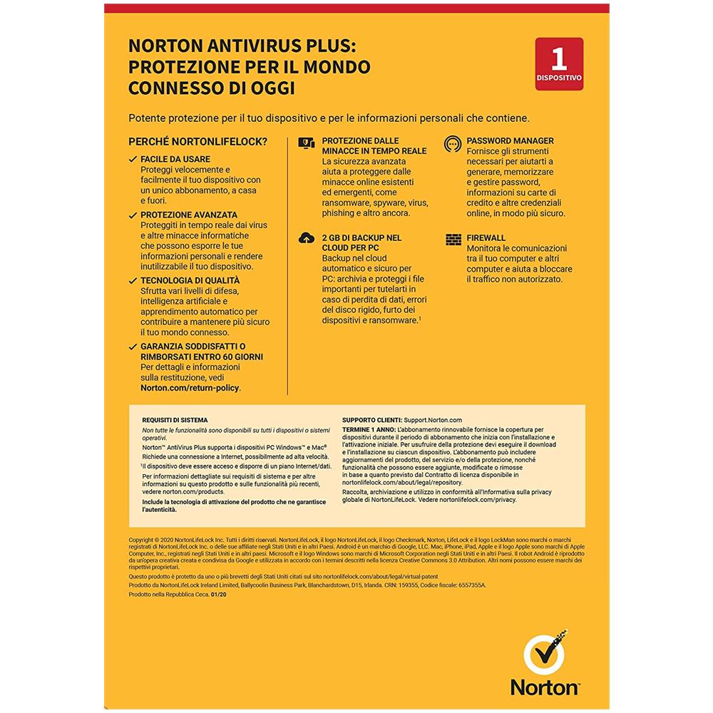 Norton Antivirus Plus 2022 | Antivirus per 1 Dispositivo | Licenza di 1 anno per PC o Mac (Retail Box)  - Foto 2