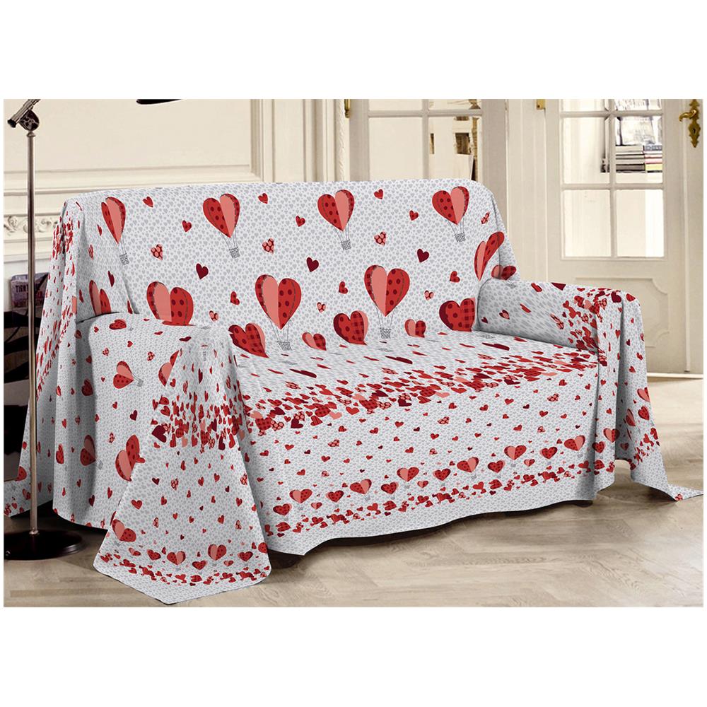 Telo Arredo Linea Pensieri Delicati In Cotone Disegno Mongolfiera Colore Rosso Matrimoniale Rosso - Foto 1