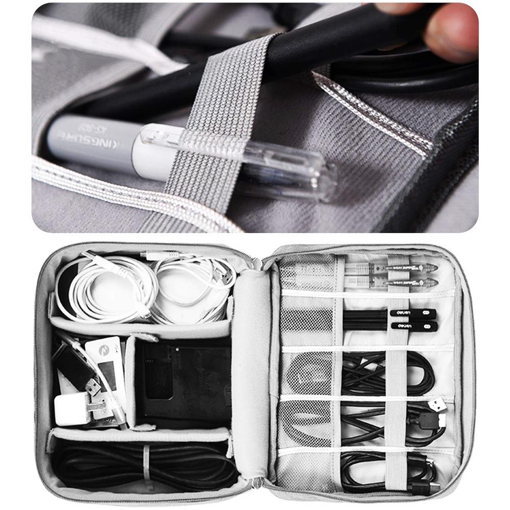Cavo Da Viaggio Sacchetto Dellorganizzatore Elettronica Accessori Organizzatore Borsa Universale Carry Borsa Da Viaggio Gadget Per Cavi La Banca Di Potere Unit Usb Caricatore Di Disco Rigido (nero)  - Foto 2