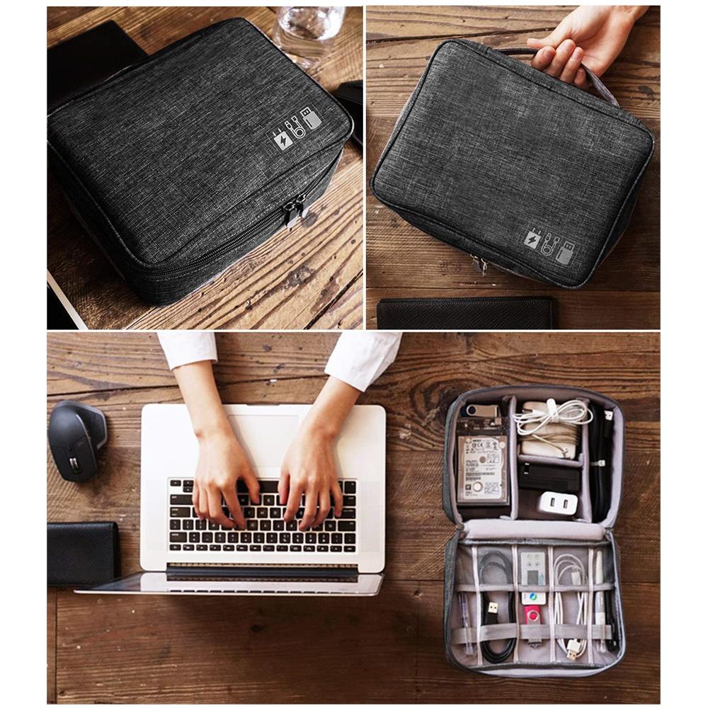 Cavo Da Viaggio Sacchetto Dellorganizzatore Elettronica Accessori Organizzatore Borsa Universale Carry Borsa Da Viaggio Gadget Per Cavi La Banca Di Potere Unit Usb Caricatore Di Disco Rigido (nero)  - Foto 4