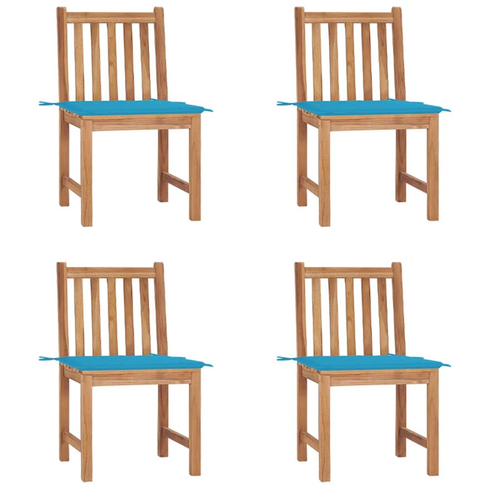 Sedie da Giardino 4 pz con Cuscini in Legno Massello di Teak - Foto 1