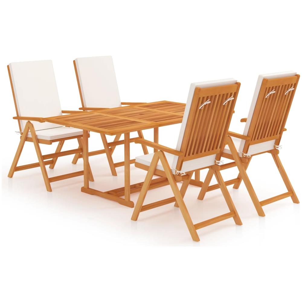 Set da Pranzo da Giardino 5 pz con Cuscini in Legno di Teak - Foto 1