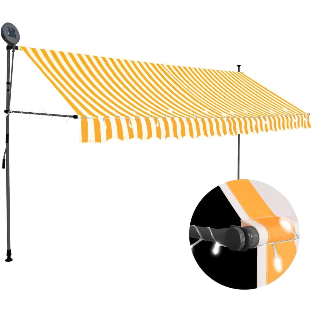 Tenda da Sole Retrattile Manuale LED 350 cm Bianca e Arancione - Foto 1