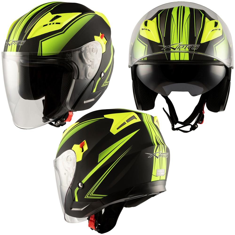 Jet Moto Casco Scooter Visiera Doppia Ece22-05 Certificato Nero Opaco Fluo M - Foto 10