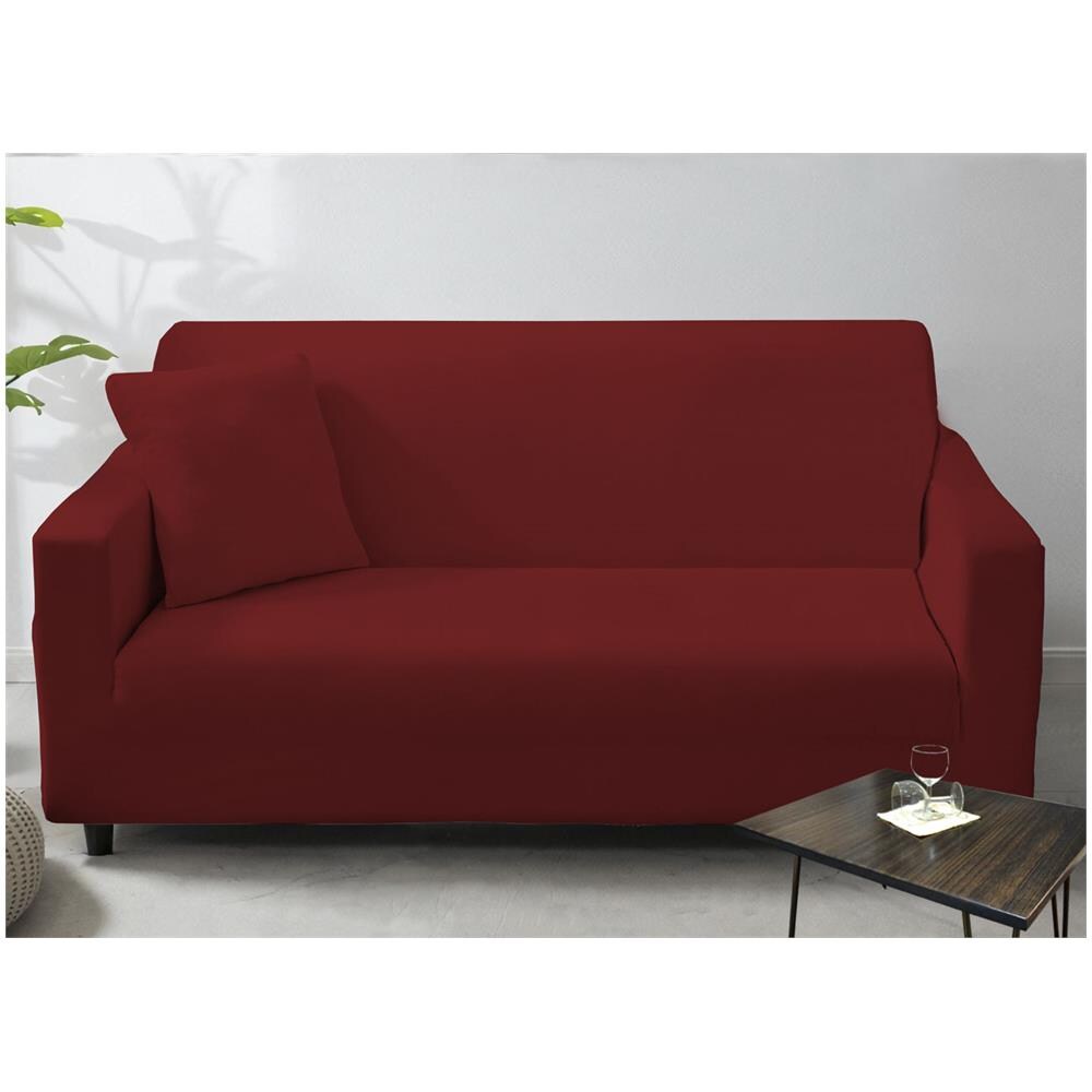 Copridivano Antimacchia Elasticizzato Penisola Componibile Tinta Unita Modello Perfetto 2+2 Bordeaux - Foto 1