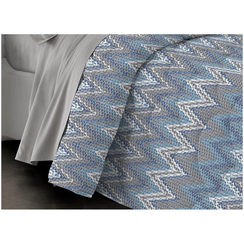 Trapuntino Piumino Estivo Pensieri Delicati Disegno Spinato Zig Zag Singolo Azzurro - Foto 2