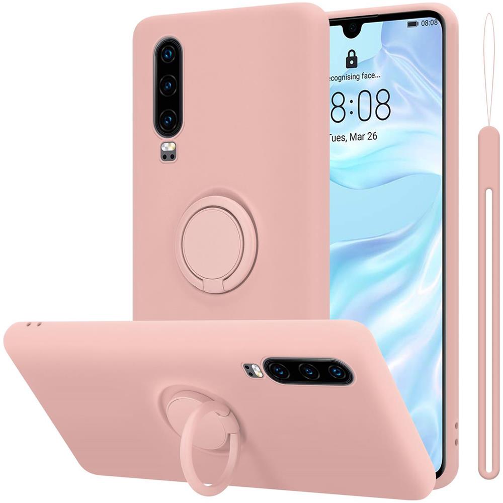 Custodia Compatibile Con Huawei P30 In Liquid Rosa - Coperchio Protettivo In Silicone Tpu Flessibile Con Anello - Foto 1