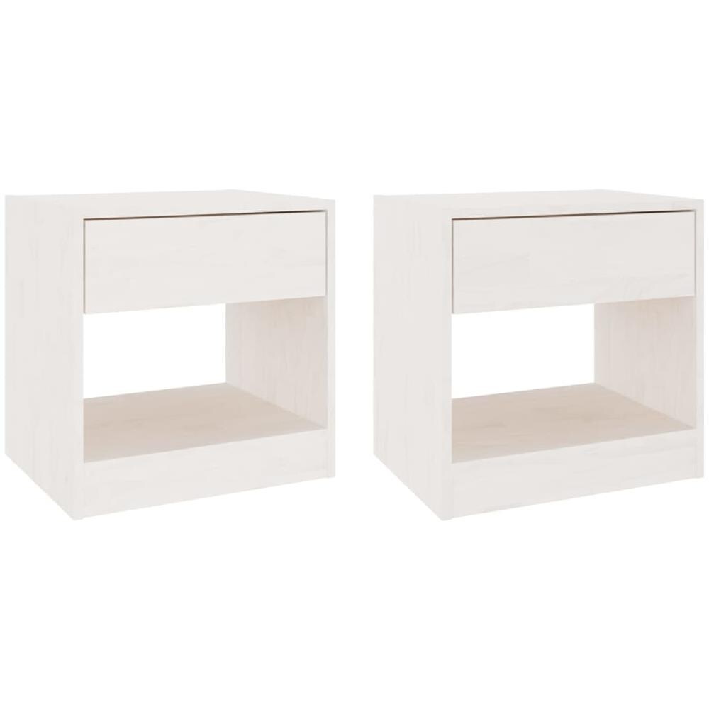 Comodini 2 Pz Bianchi 40x31x40 Cm In Legno Massello Di Pino - Foto 2