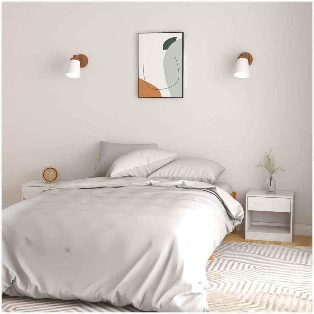 Comodini 2 Pz Bianchi 40x31x40 Cm In Legno Massello Di Pino - Foto 1