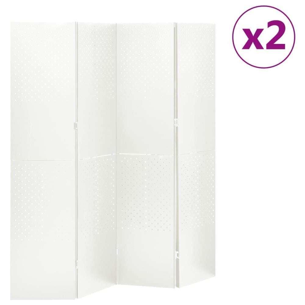 Paravento A 4 Pannelli 2 Pz Bianco 160x180 Cm In Acciaio - Foto 1